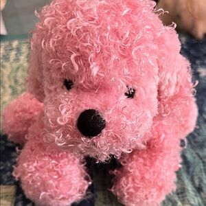 GANZ Pink Plush Dog with Curly Texture- EUC, *like new*